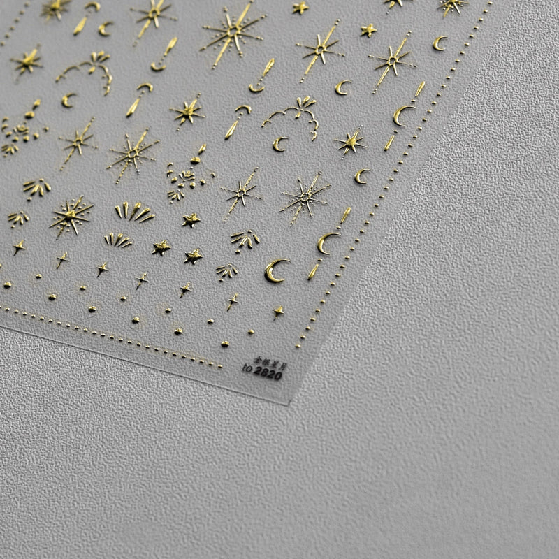 Hello Claws | Moon And Star Gold Silver Nail Deco Sticker