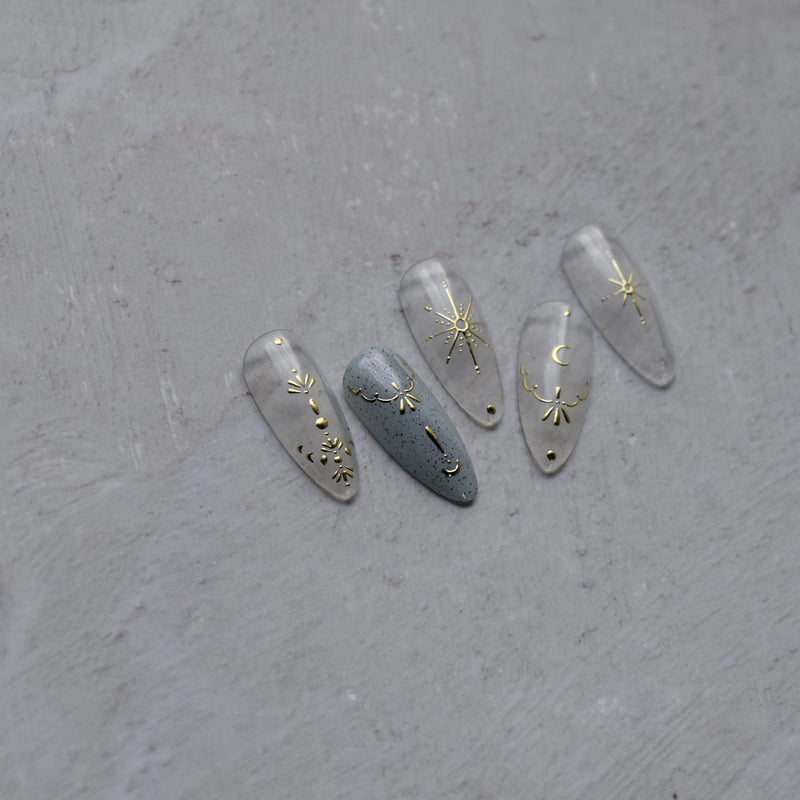 Hello Claws | Moon And Star Gold Silver Nail Deco Sticker