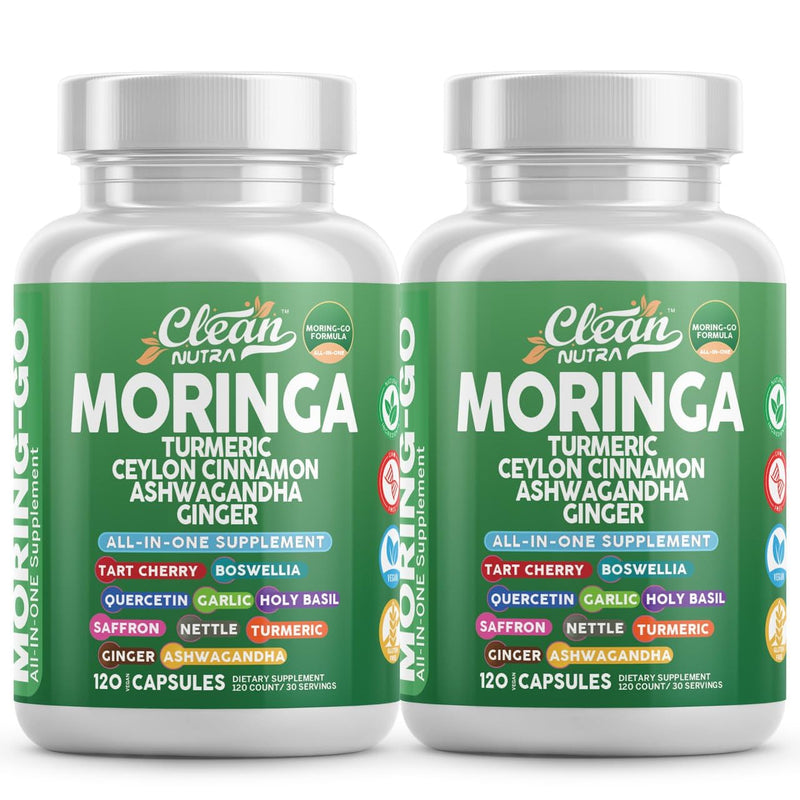 Moringa Powder Capsules + Turmeric Moringa Leaf – Clean Nutra Moring-Go