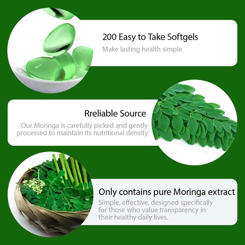 Moringa Capsules 200 Softgels | Pure Moringa Leaf Extracts, Energy, Skin & Gut Health, Rich in Antioxidants, Essential Vitamins & Amino Acids (1)