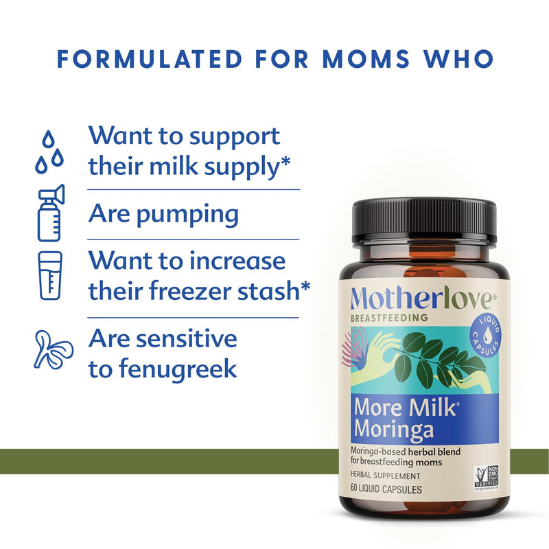 Motherlove More Milk Moringa – Lactation Supplement (Vegan, Non-GMO)