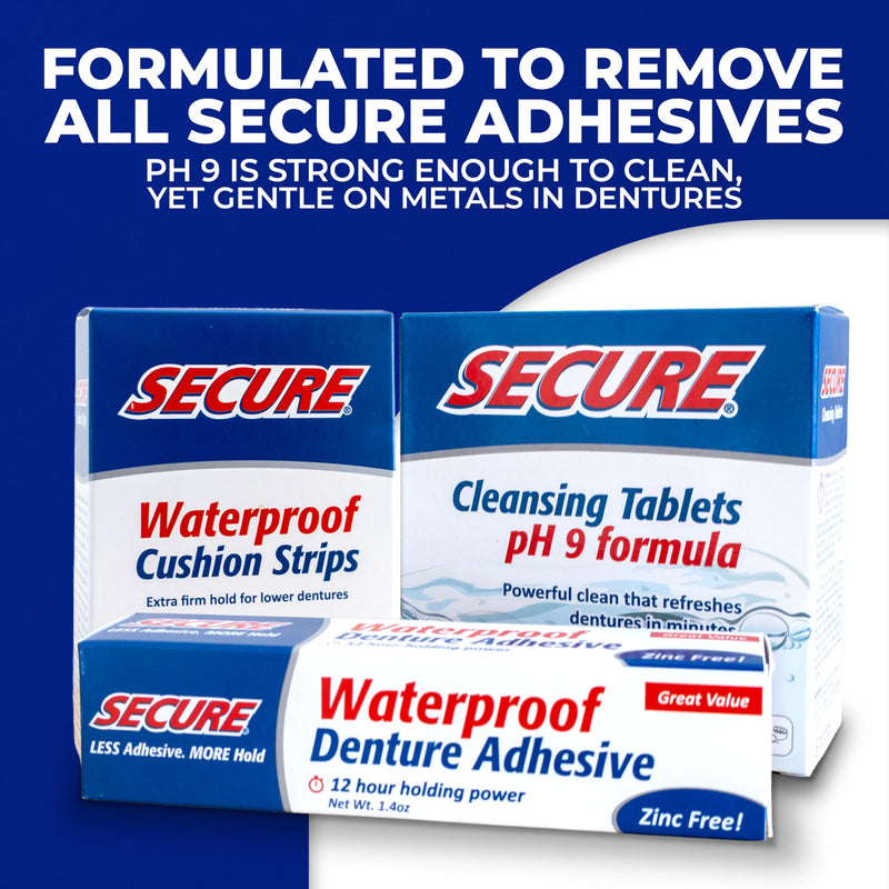 Secure Daily Cleansing Tablets – pH 9 Denture Cleaners | 32 Tablets (1 Pack) For Dentures, Retainers & Night Guards