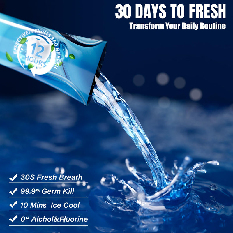 Travel-Size Mouthwash Packets – TSA-Approved Mini Mint, Alcohol & Fluoride-Free (30 Pack)