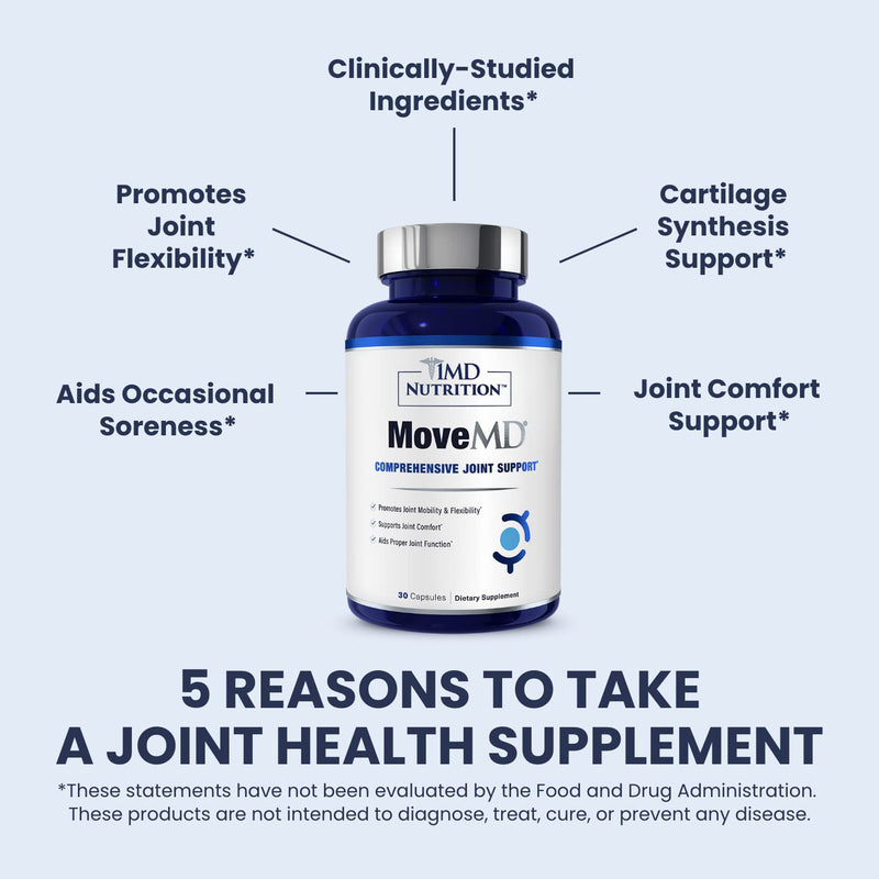 MoveMD Joint Health Supplement by 1MD Nutrition | Collagen, Astaxanthin, Boswellia | 2-Pack (60 Capsules)
