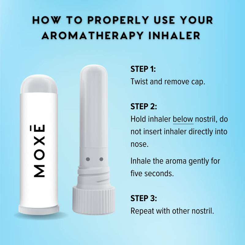 MOXĒ Eucalyptus Essential Oil Nasal Inhaler, Sinus & Congestion Relief, Daily Relaxation, Stress Relief, Therapeutic No-Mess Aromatherapy, Pure and Natural, Made in USA (3 Pack) packaging may vary