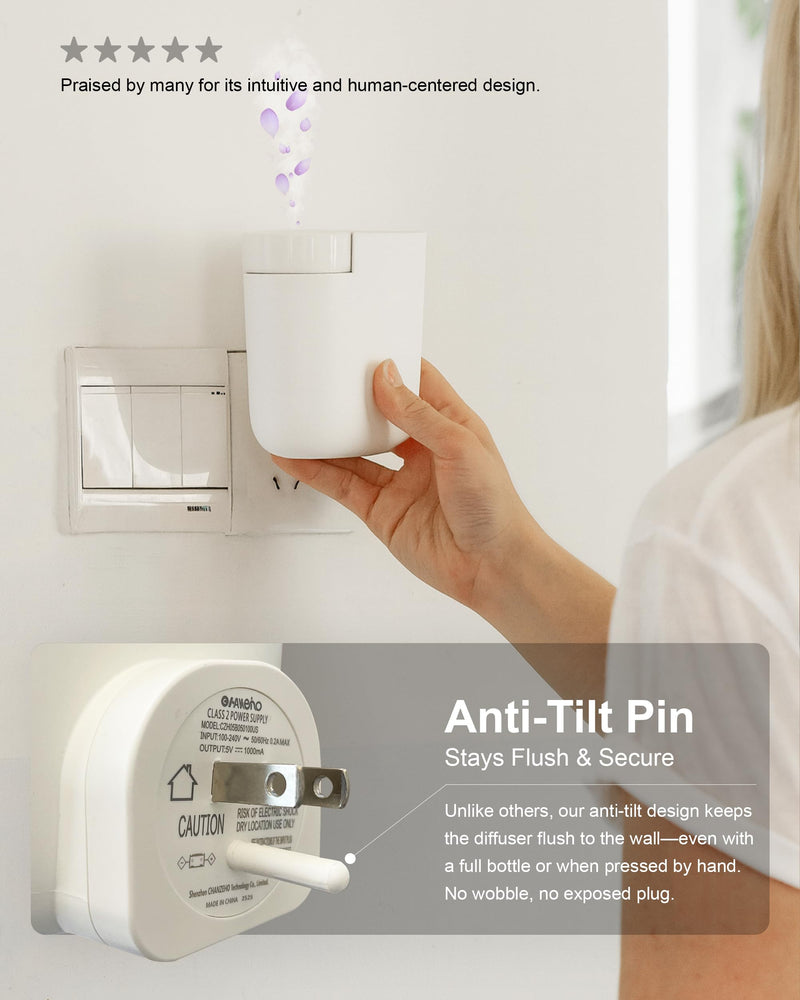 MQLMF Wall Plug-in Diffuser – Waterless, Bluetooth App, 800 Sq Ft, White