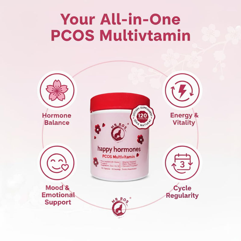 Mr Ros Happy Hormones PCOS Multivitamin for Women | Myo & D-Chiro Inositol 40:1