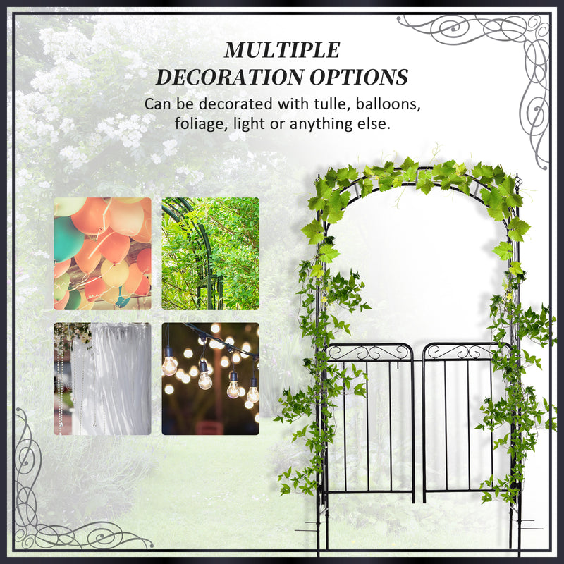 Metal Decorative Backyard Arch Gate Garden Arbor for Climbing Plants Outsunny