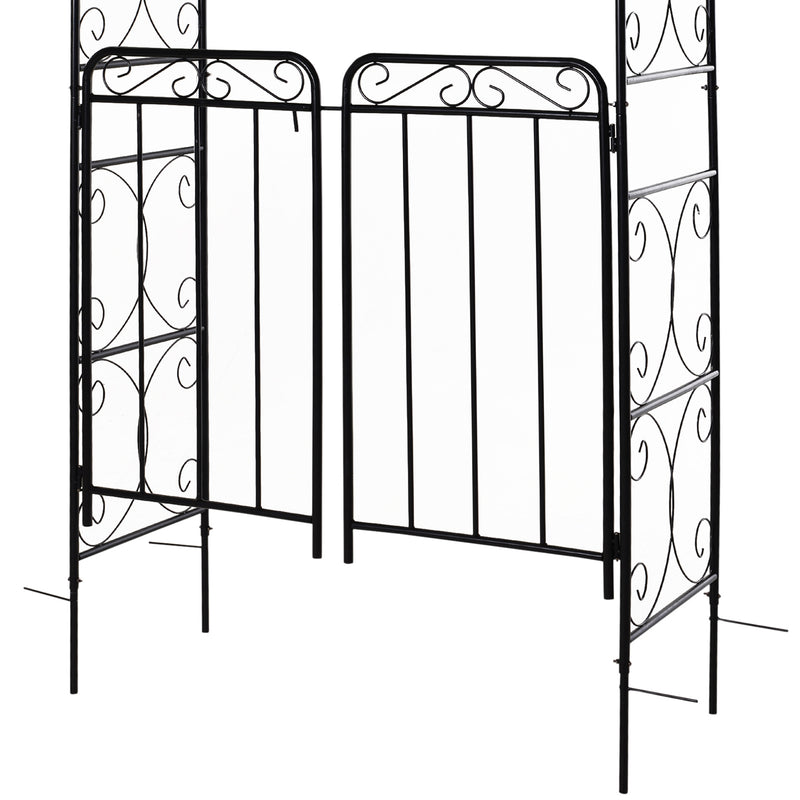 Metal Decorative Backyard Arch Gate Garden Arbor for Climbing Plants Outsunny