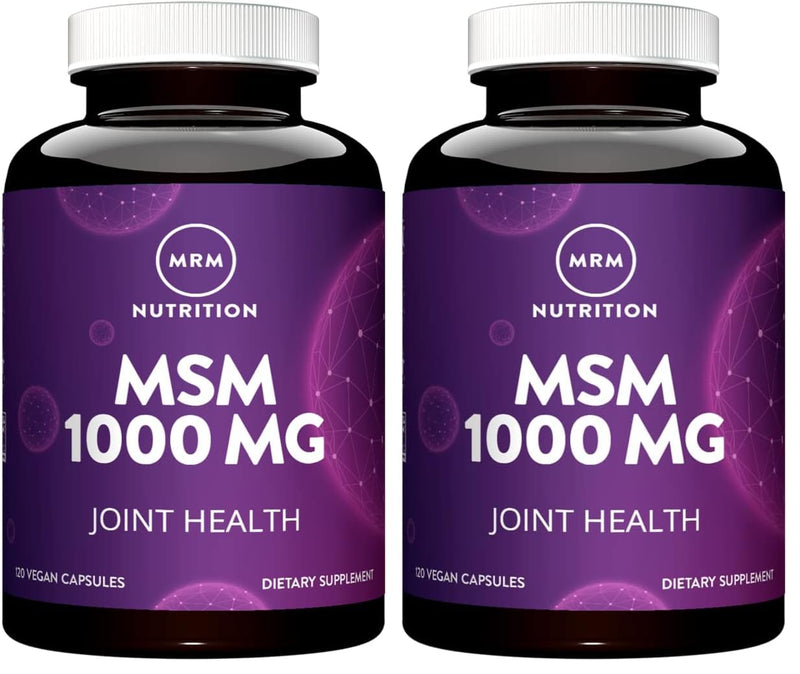 MRM Nutrition MSM 1000mg | Methyl-sulfonyl-Methane Capsules | Joint Health | Hair + Skin + Nails | Bioavailable Form of Sulfur | Gluten-Free + Vegan | 120 Servings (Pack of 2)