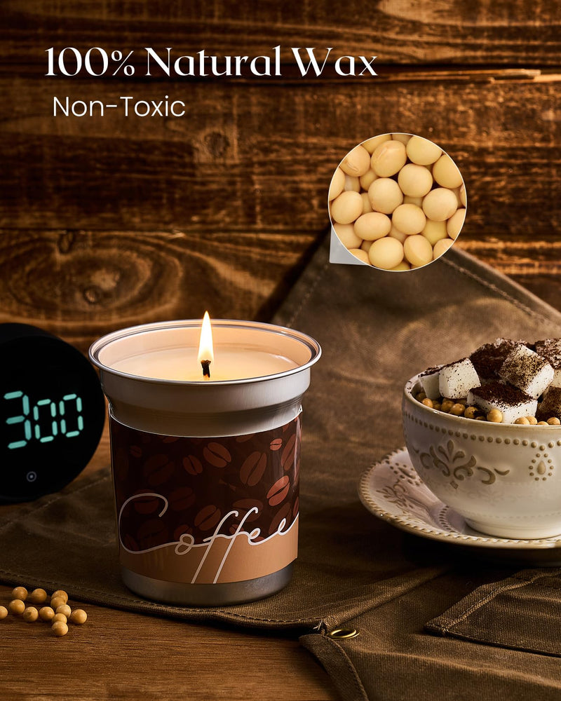 M&SENSE Cappuccino Coffee Scented Candle – 12.3oz Soy Wax, 75h Burn