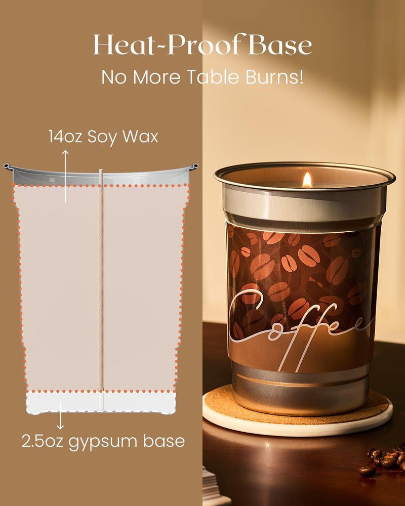 M&SENSE Coconut Latte Scented Candle – 16.2oz Soy Wax, 100+ Hours