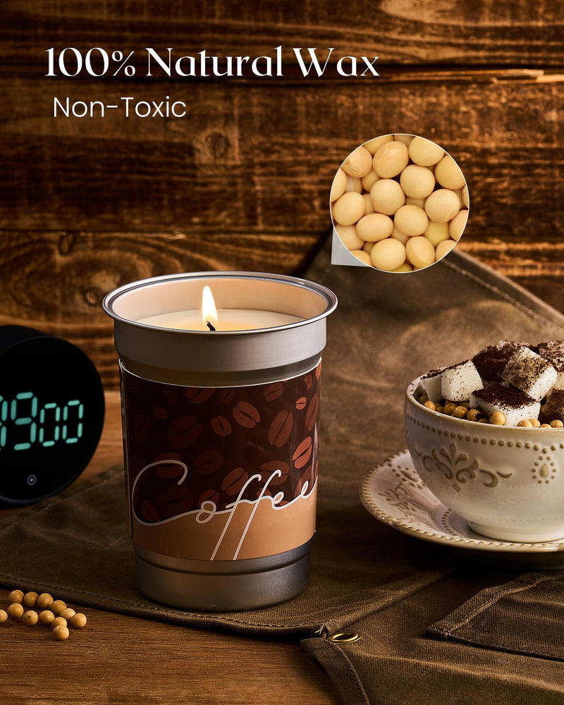 M&SENSE Coffee Candle – Caramel Macchiato, Soy Wax 16.2oz, 100h Burn