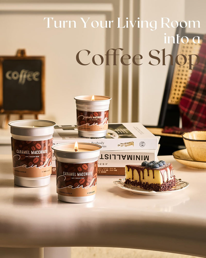 M&SENSE Coffee Candle – Caramel Macchiato, Soy Wax 16.2oz, 100h Burn