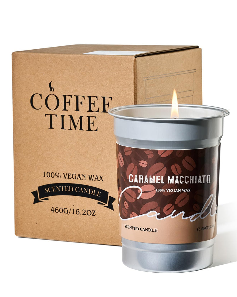 M&SENSE Coffee Candle – Caramel Macchiato, Soy Wax 16.2oz, 100h Burn