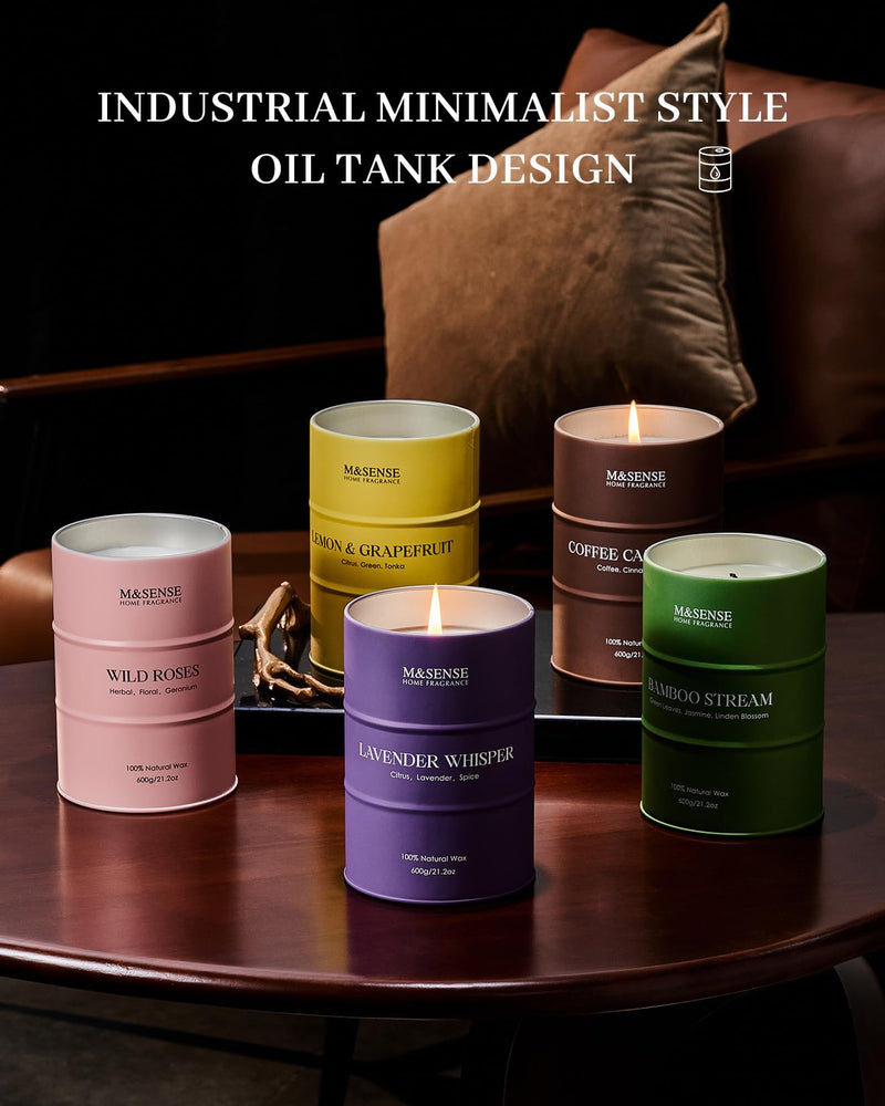 M&SENSE Lemon Candle Large - 21.2oz Soy Wax, 120h Burn Time