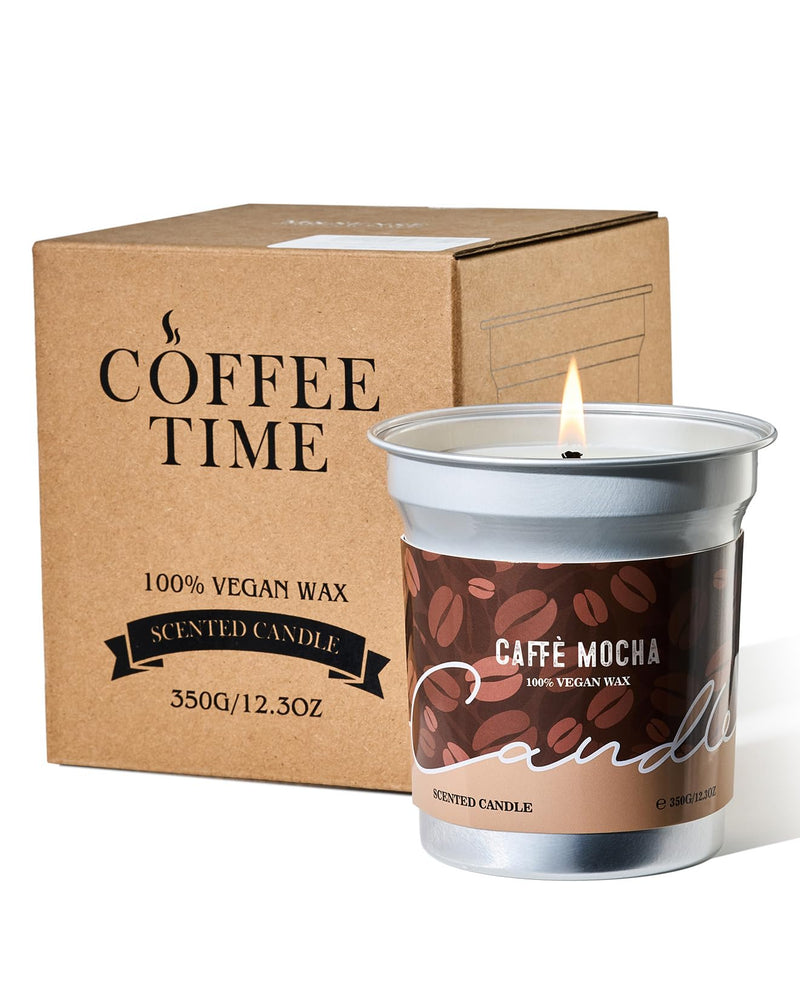 M&SENSE Mocha Coffee Scented Candle 12.3oz – Soy, Non-Toxic, 75h Burn
