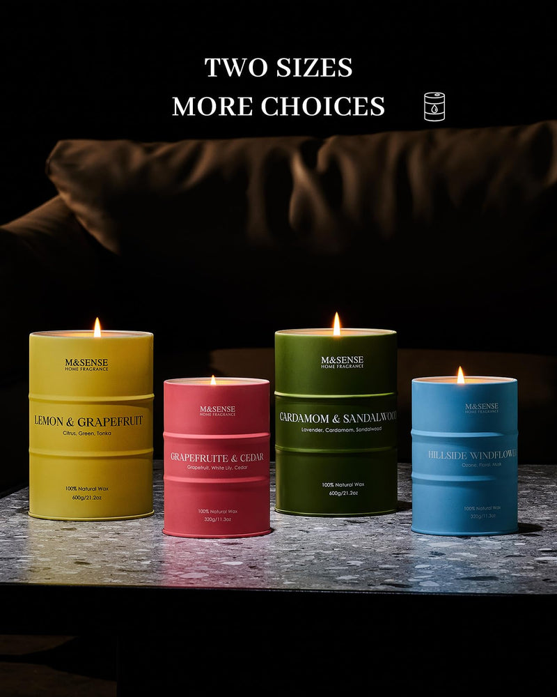 M&SENSE Oud Wood Large Scented Candle – Natural Soy Wax, 21.2oz, 120h Burn Time