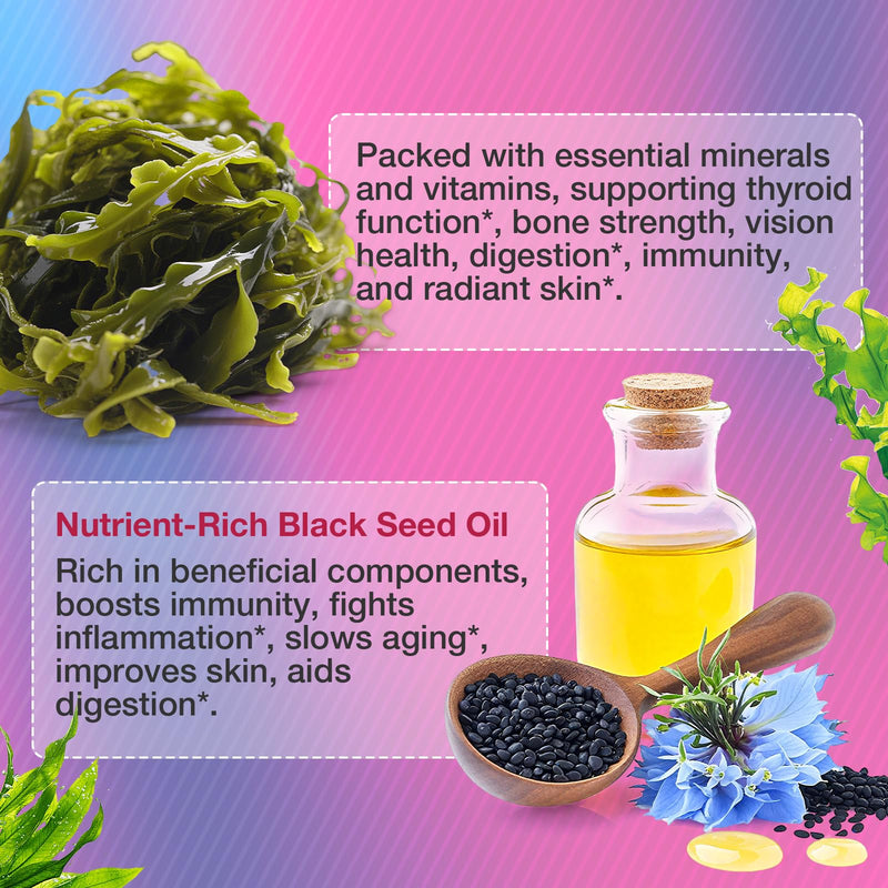 MSLOTAL Irish Sea Moss Gummies with Black Seed Oil, Ashwagandha & Shilajit – Immune Support, Vegan, 120 Gummies