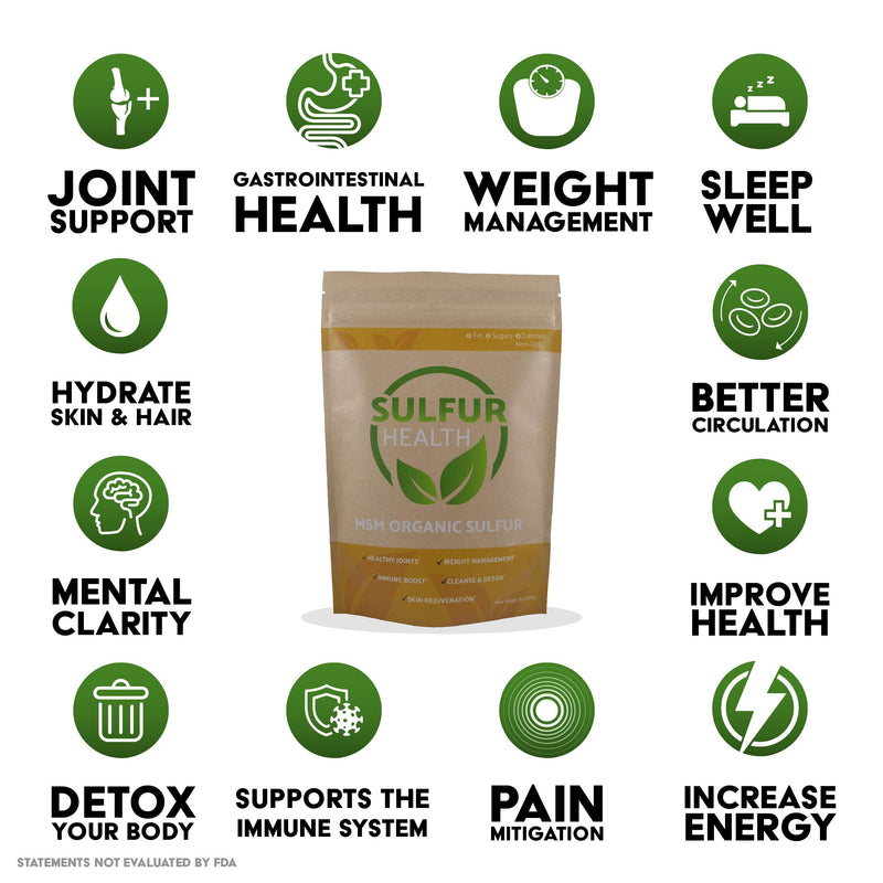 MSM Organic Sulfur - 99.9% Pure MSM Supplement - Lab-Tested & Certified (1 Pound)
