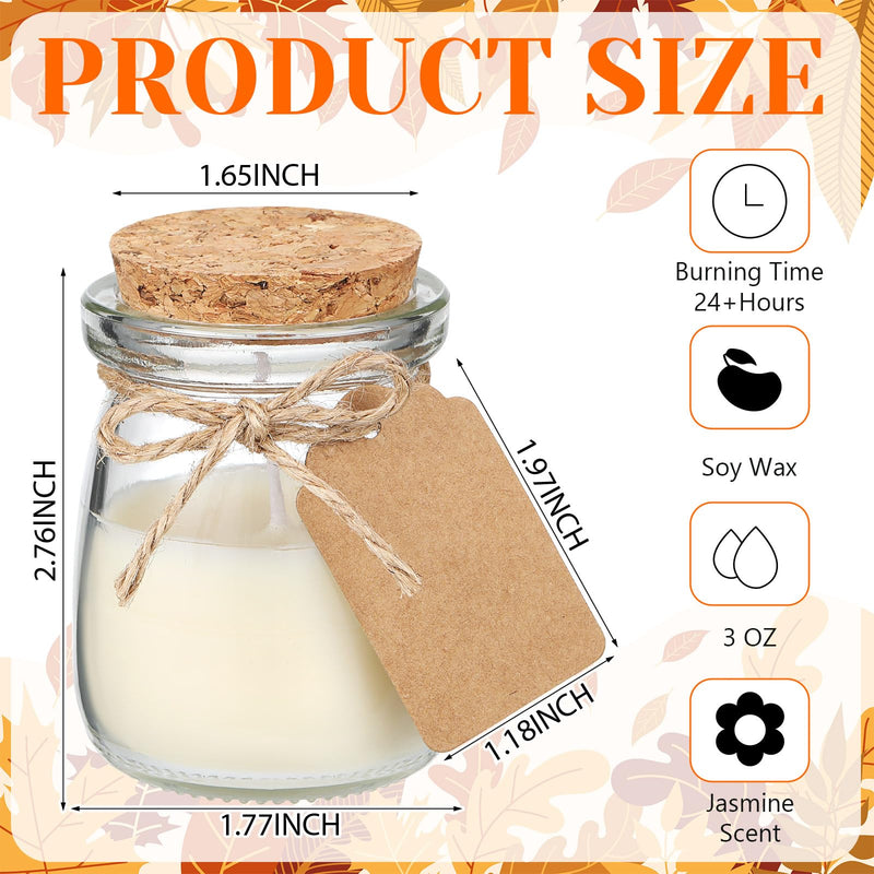 MTLEE 50 Pcs Pumpkin Jar Candles – Thanksgiving Gifts, Natural Soy Wax, DIY Tags