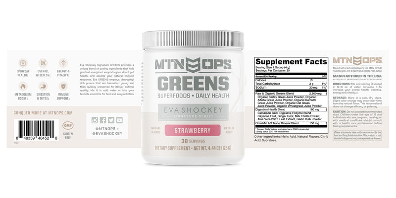 MTN OPS Eva Shockey Signature Series Super Greens – Strawberry, 30 Servings (4.4 oz)