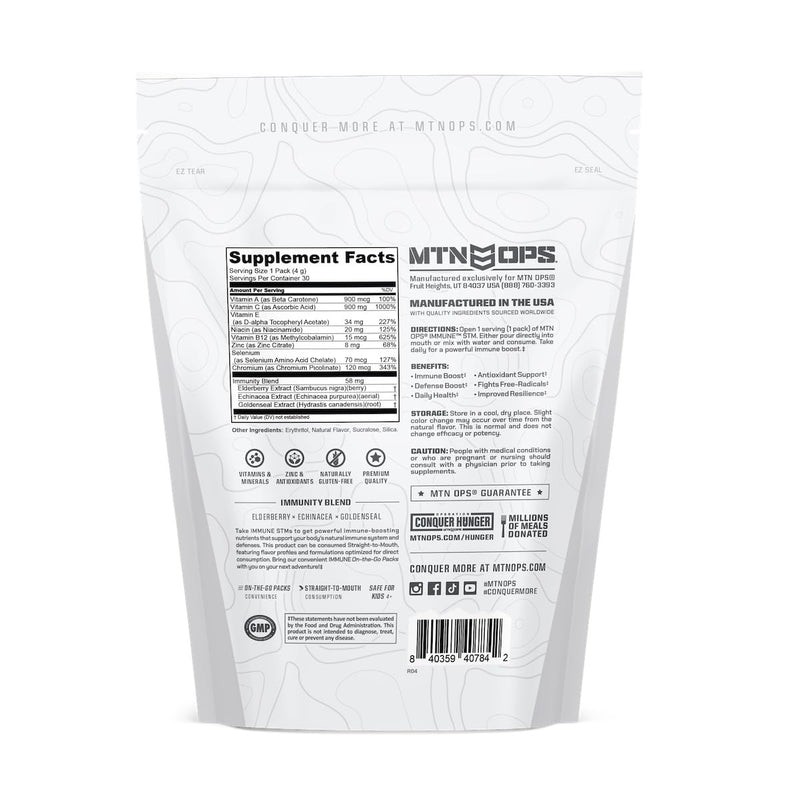MTN OPS Immune STM Powder Drink Mix – Vitamin C, Vitamin D, Zinc, Antioxidants | Citrus, 30 Servings