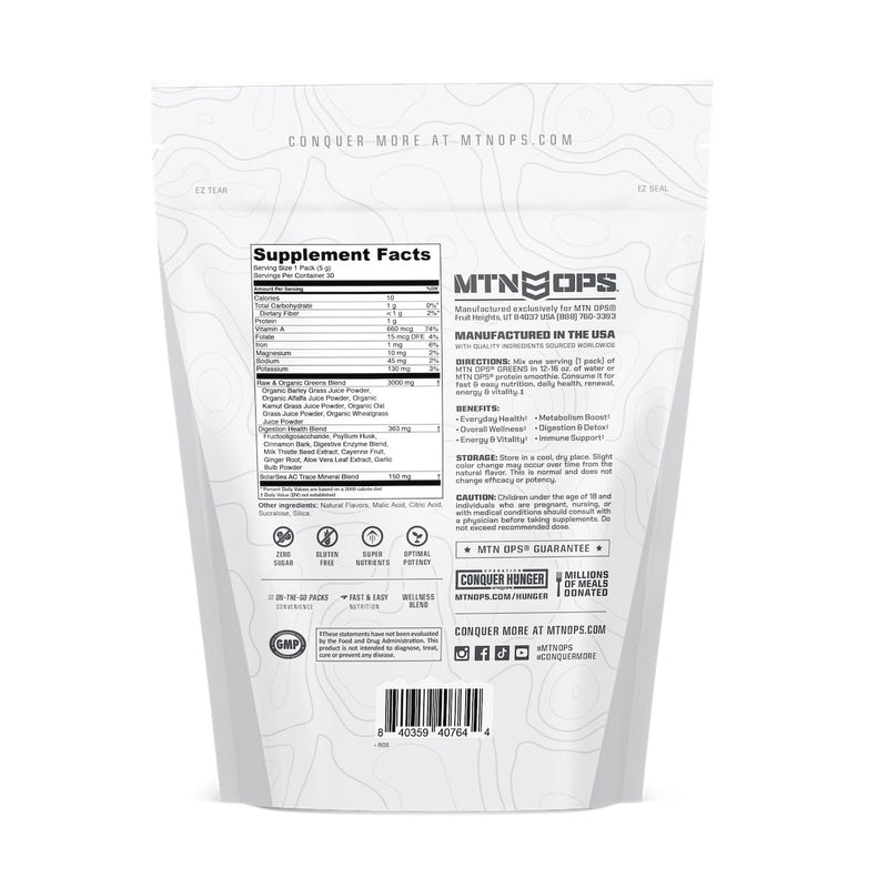 MTN OPS Super Greens – Immune Health & Energy Powder, 30 On-The-Go Packs