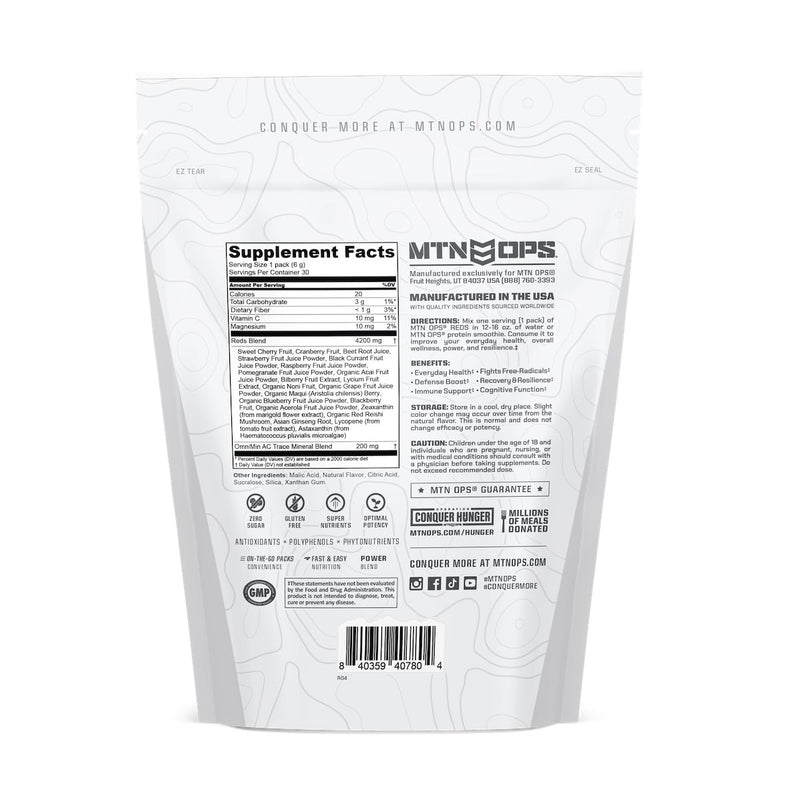 MTN OPS Super Reds Daily Health & Antioxidant Drink Powder – 30 On-The-Go Packs