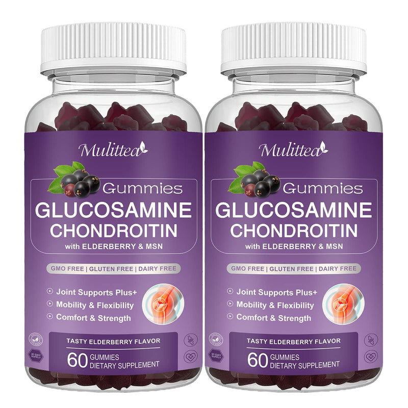 Mulittea Glucosamine Chondroitin Gummies - Extra Strength Joint Support (2 Pack)