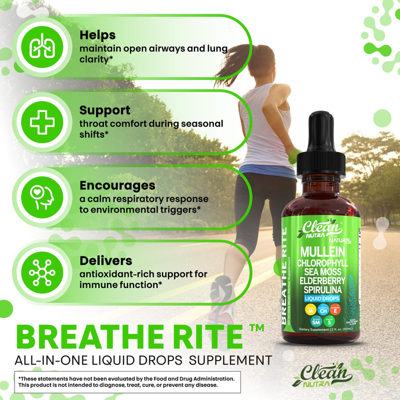 Clean Nutra Mullein Drops for Lungs – Organic Sea Moss & Herbal Lung Support