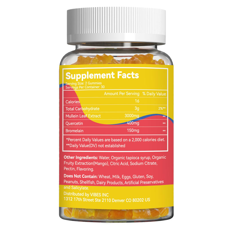 Mullein Gummies 3000MG – Sugar Free, Vegan, Lung Support (60 Count)