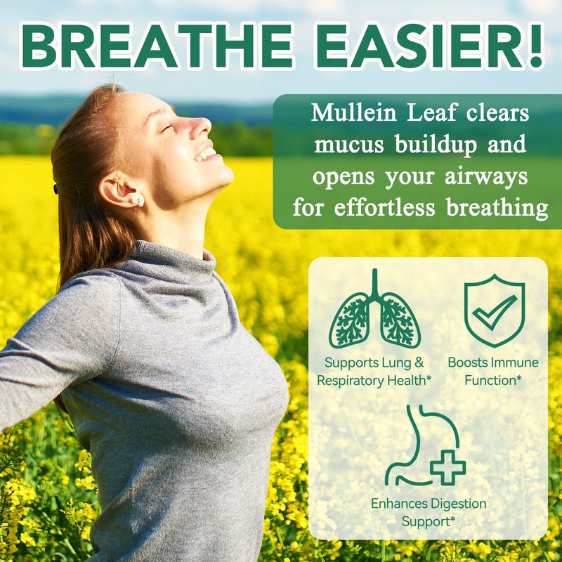 2 Pack Mullein Gummies for Lung Detox, Lung Cleanse & Mucus Relief