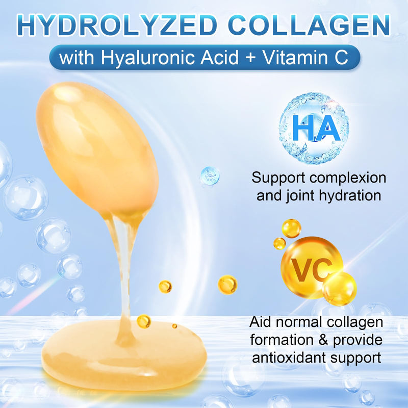 Multi Collagen Peptides with Hyaluronic Acid & Vitamin C – Skin, Hair & Nails | 280 Softgels | Non-GMO