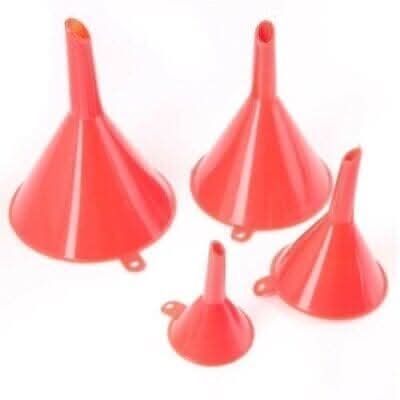 4pc Plastic Funnel Set Multi Purpose Pouring Aid for Home and Car