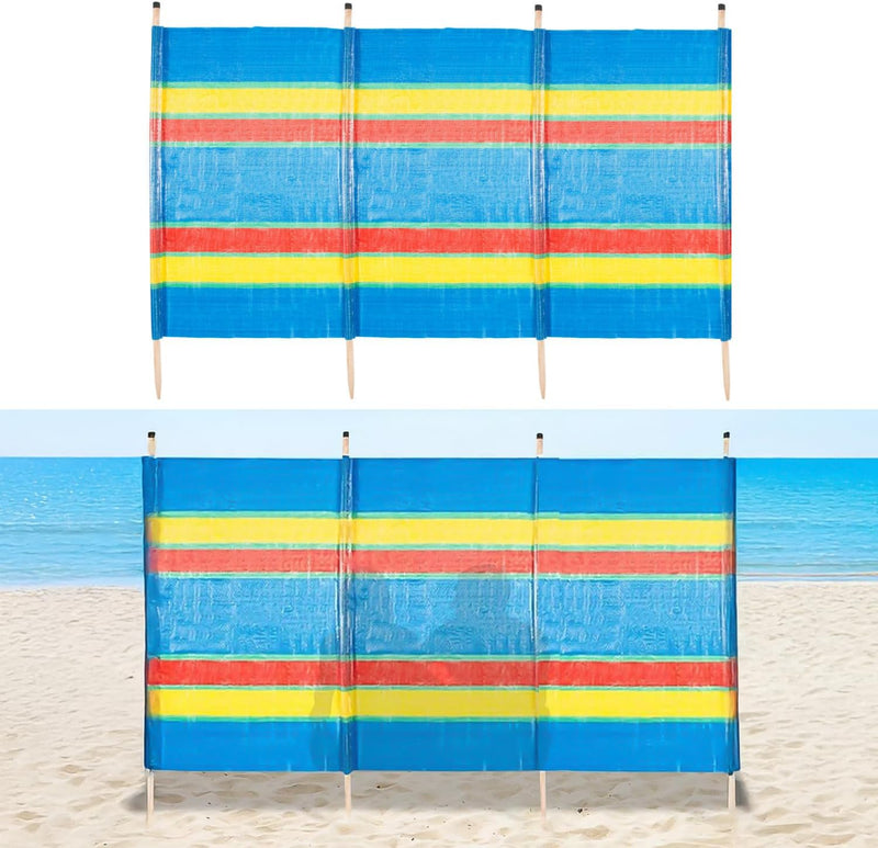 4 Pole Multicolour Beach Windbreaker Privacy Screen 225cm