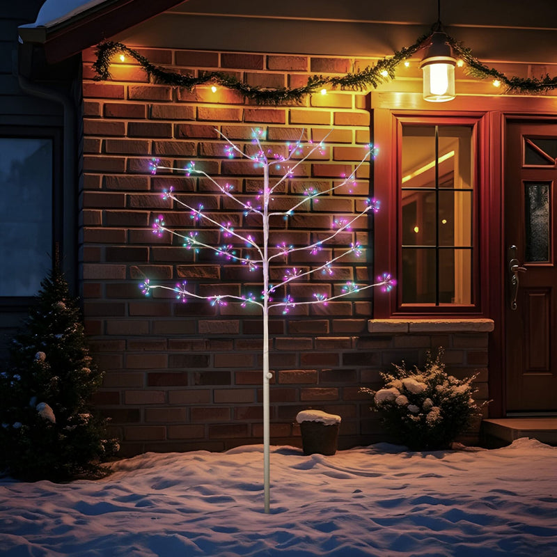 180cm White Christmas Twig Tree with 480 Multicoloured LEDs