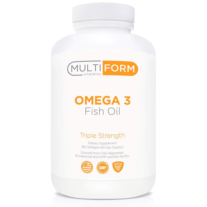 Multiform Omega-3 Fish Oil 2000mg - Burpless, Non-GMO, 180 Capsules