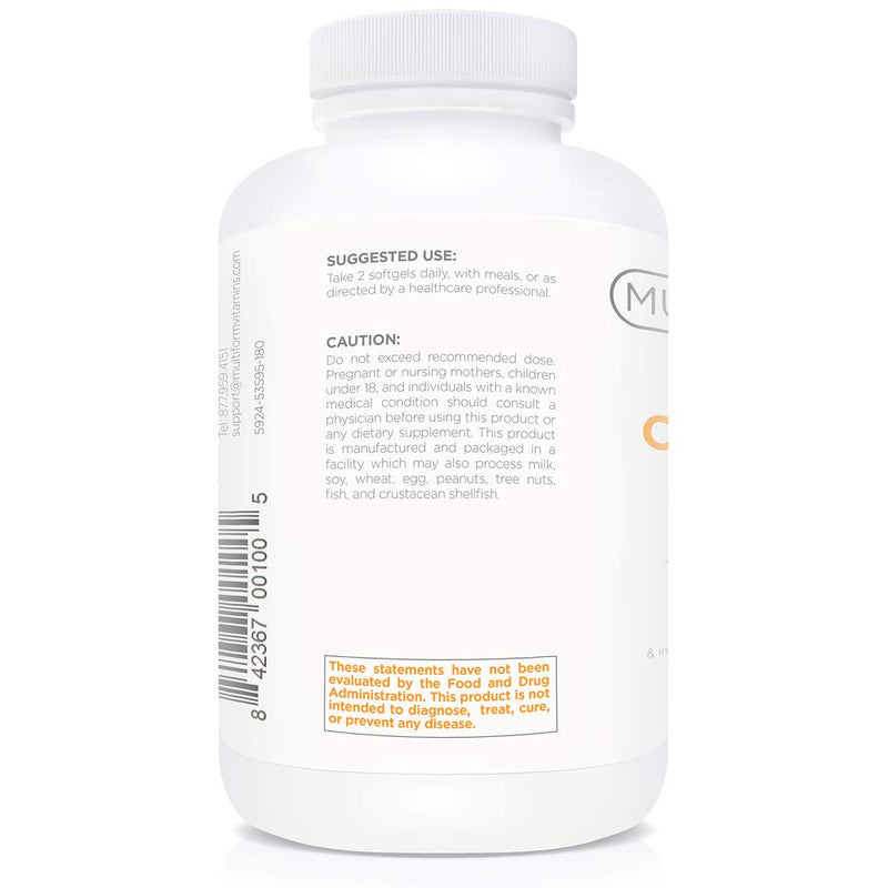 Multiform Omega-3 Fish Oil 2000mg - Burpless, Non-GMO, 180 Capsules