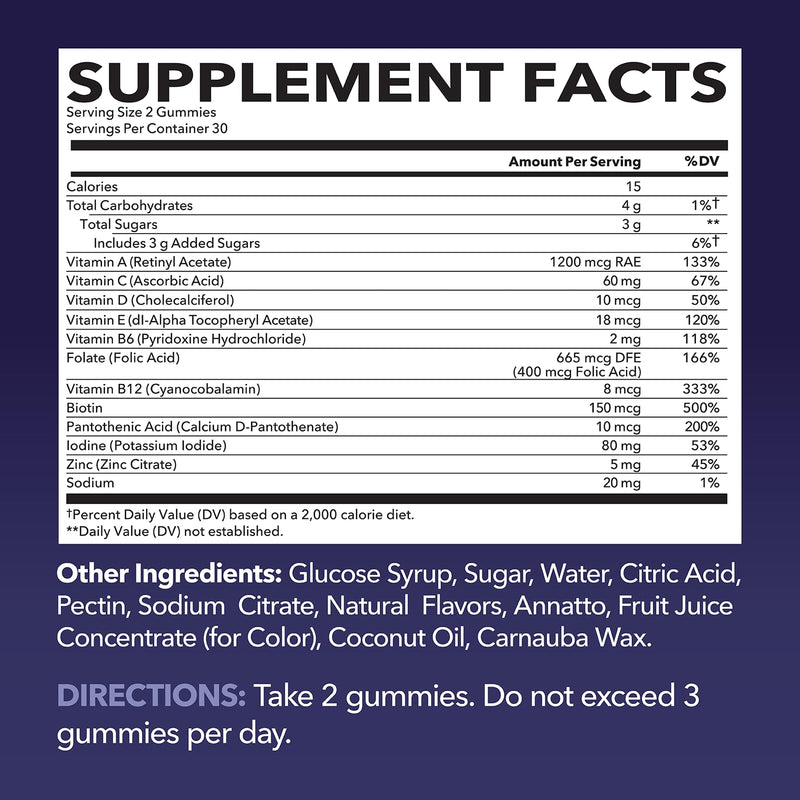 Multivitamin Gummies for Adults - Mixed Berry Flavor, 60 Count | Vitamin C, D & Zinc
