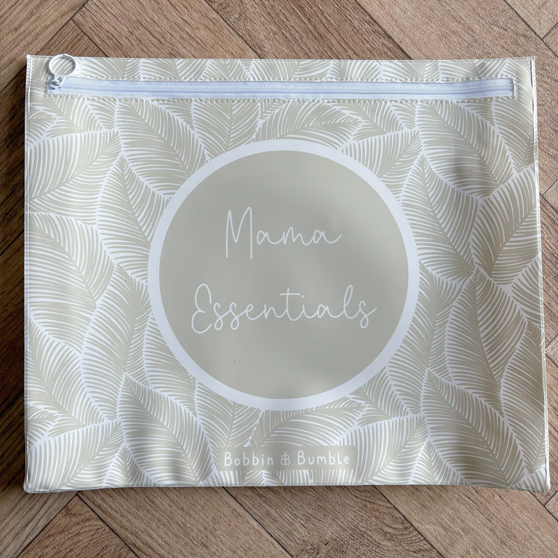 Hospital Bag Organiser Pouches - Unisex Beige Leaf Print