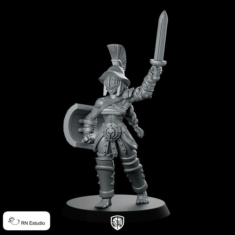 Murmilla Sword & Shield Miniature Female Gladiator Warrior