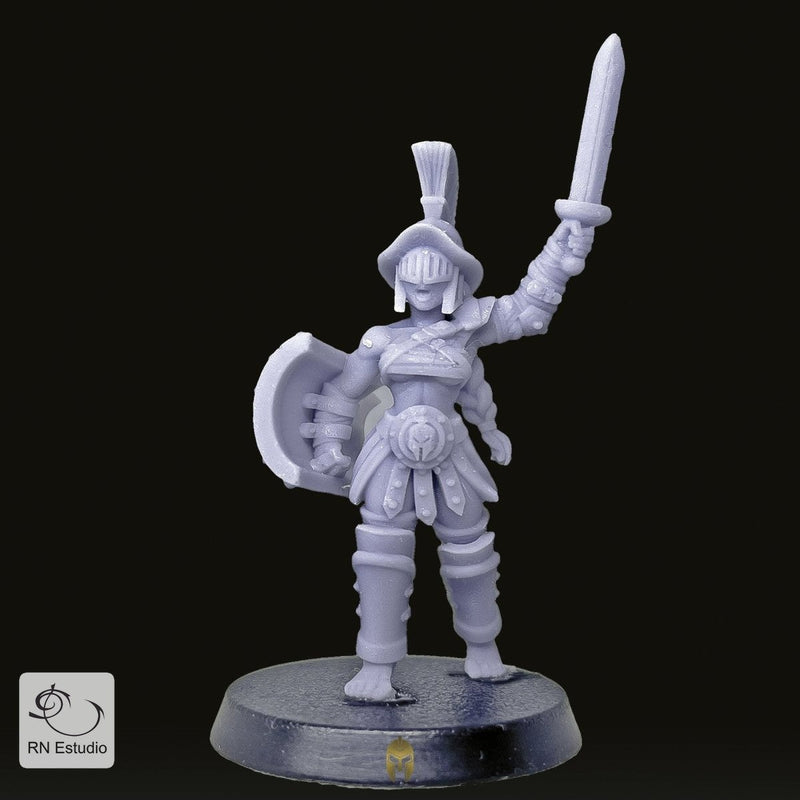 Murmilla Sword & Shield Miniature Female Gladiator Warrior