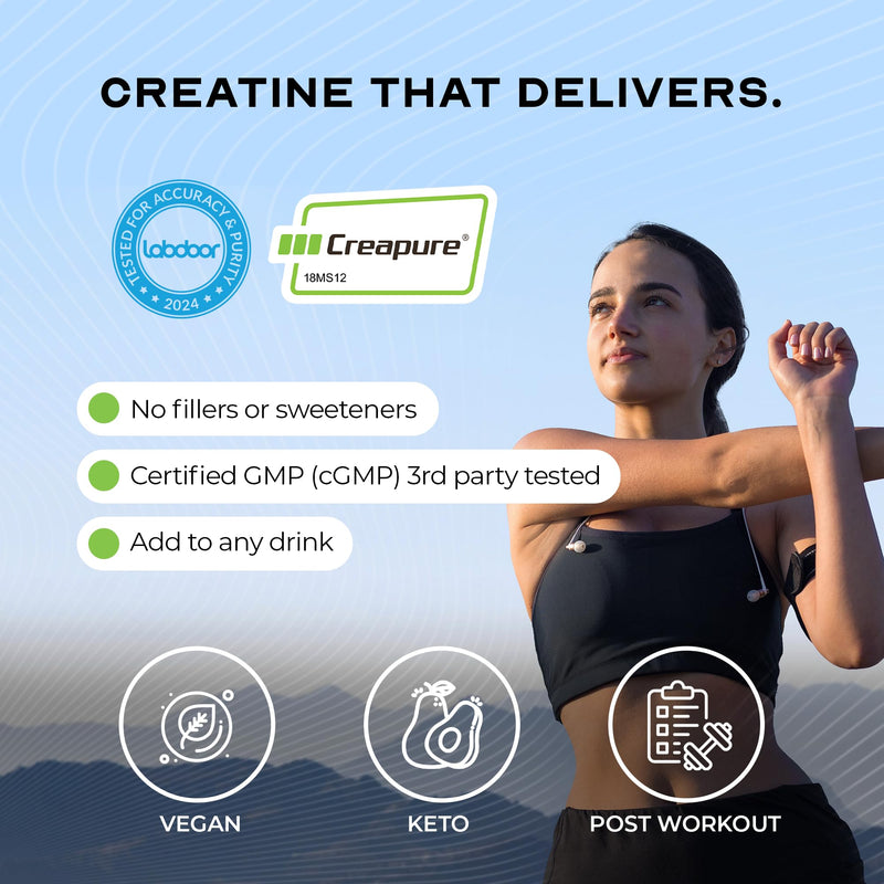 Muscle Feast Creapure Creatine Monohydrate Powder – Unflavored, 300g | Vegan, Gluten-Free, Keto Friendly, 60 Servings