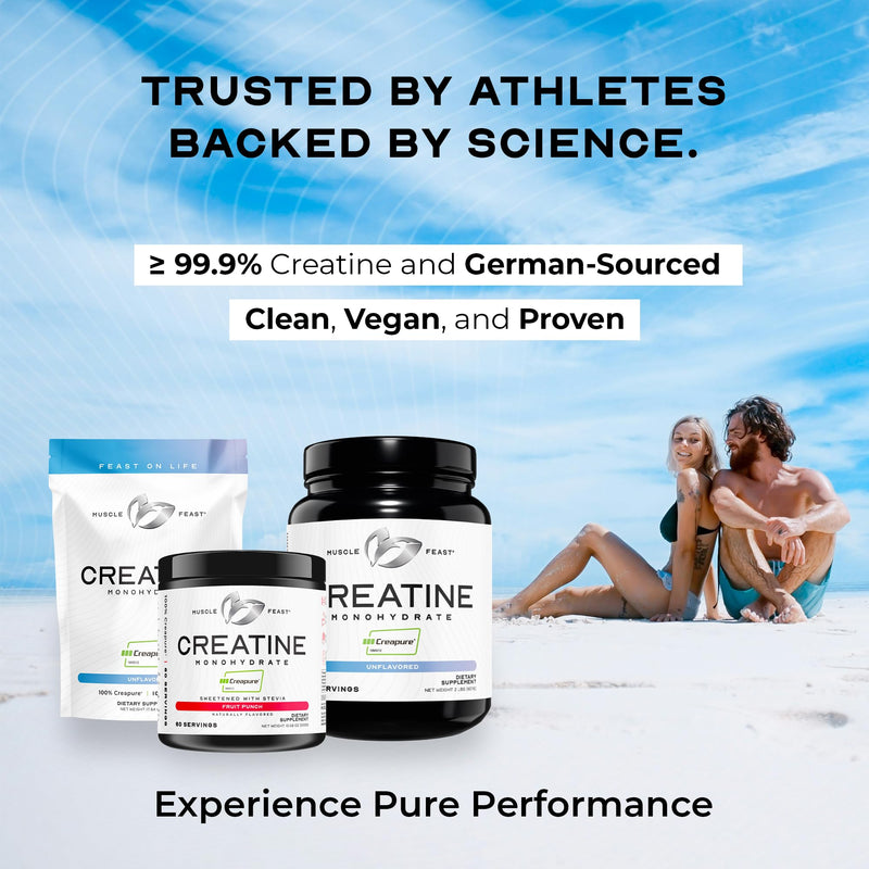 Muscle Feast Creapure Creatine Monohydrate Powder – Natural Watermelon, 60 Servings, 300g