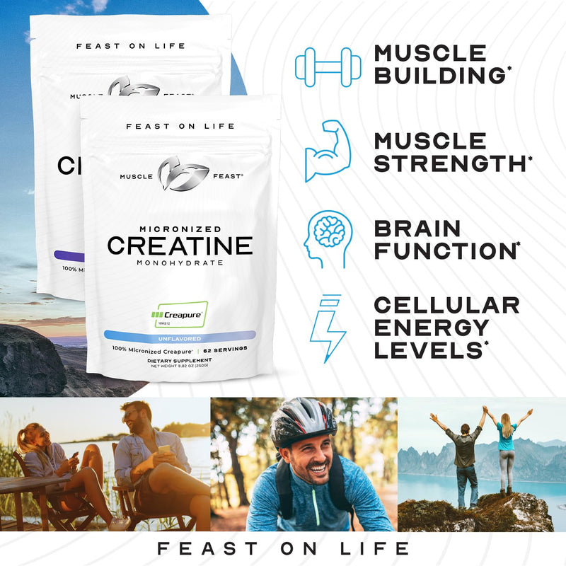 Muscle Feast Creapure Orange Creatine Powder – 62 Servings, Pre- or Post-Workout