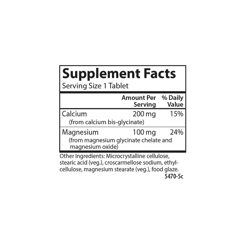 Carlson Chelated Cal-Mag 2:1 Calcium:Magnesium – Bone Support, Muscle Function & Energy Production, 60 Tablets