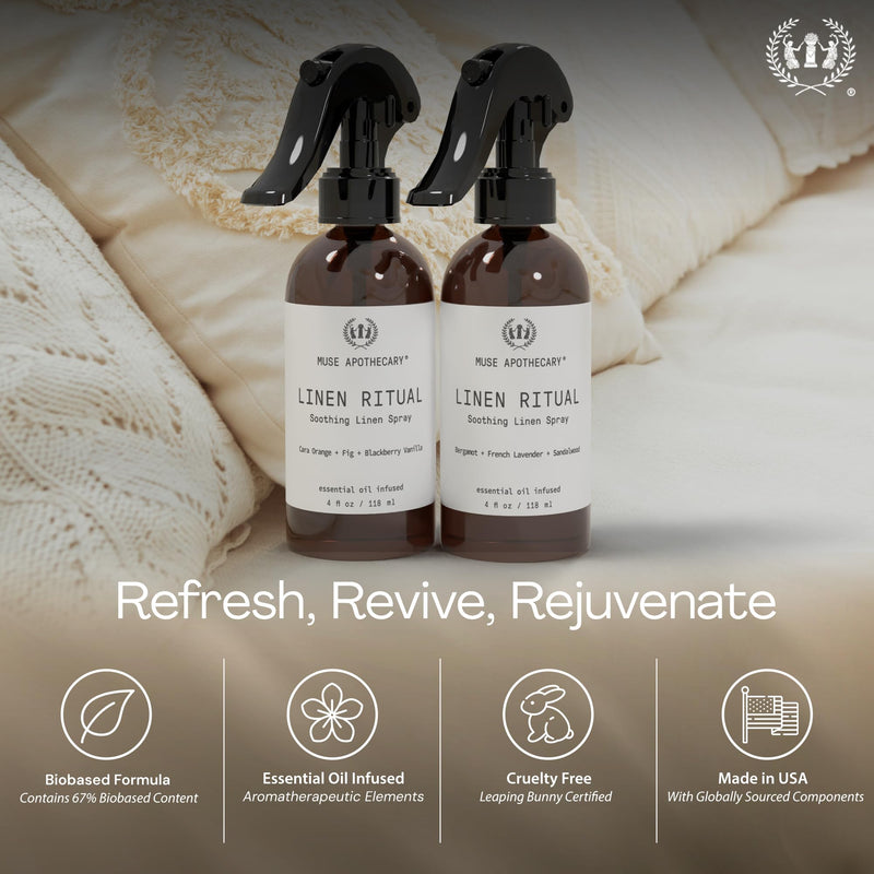 Muse Apothecary Linen Ritual Linen Mist – Aromatherapy, 8 oz, 2 Pack