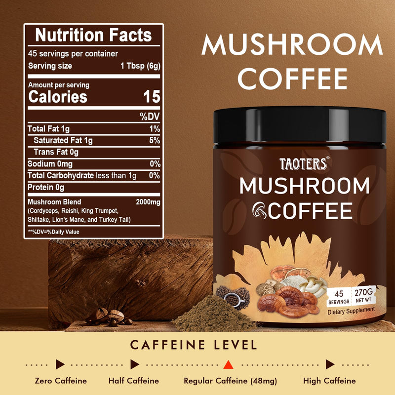 Mushroom Coffee with Cordyceps, Reishi & Lion's Mane – 45 Servings