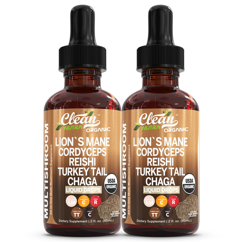 Clean Nutra Mushroom Liquid Drops | Lions Mane, Cordyceps, Reishi & Turkey Tail